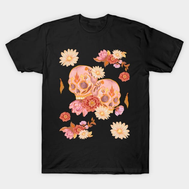 Mexican Skulls and Flowers T-Shirt by Hopkinson